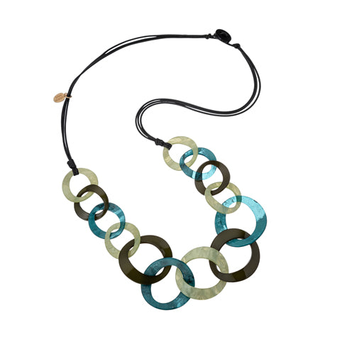 Sia Loop Necklace - Green/Teal - Blue Scarab - Splash Swimwear  - accessories, blue scarab, Mar24, necklaces, new accessories, new arrivals - Splash Swimwear 