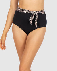 Tidal Wave Sash High Waist Bikini Pant - Black/ Tan - Baku - Splash Swimwear  - Baku, bikini bottoms, Oct23, Womens, womens swim - Splash Swimwear 