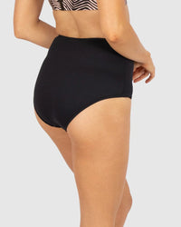 Tidal Wave Sash High Waist Bikini Pant - Black/ Tan - Baku - Splash Swimwear  - Baku, bikini bottoms, Oct23, Womens, womens swim - Splash Swimwear 