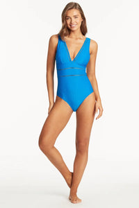 Honeycomb Spliced One Piece - Capri - Sea Level - Splash Swimwear  - Aug23, One Pieces, Sea Level, Womens - Splash Swimwear 