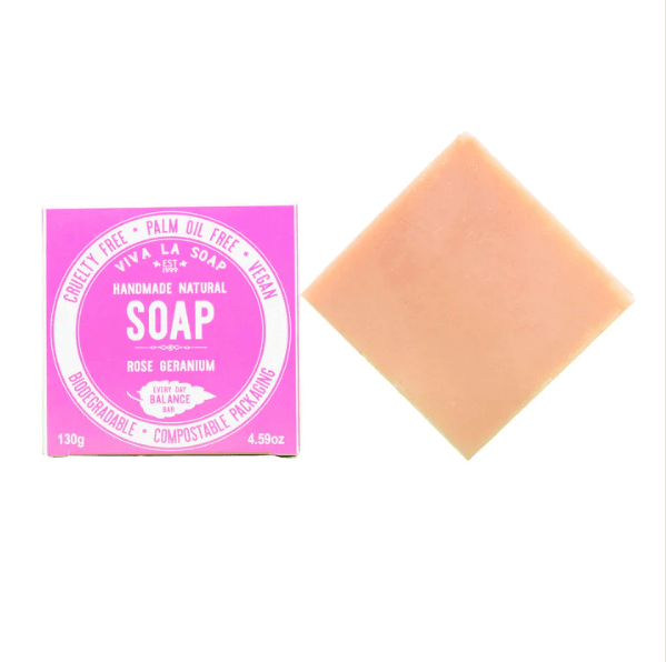 Natural Soap - Rose Geranium (130g) - Viva La Body - Splash Swimwear  - health & beauty, soap + body bars, Viva la body - Splash Swimwear 