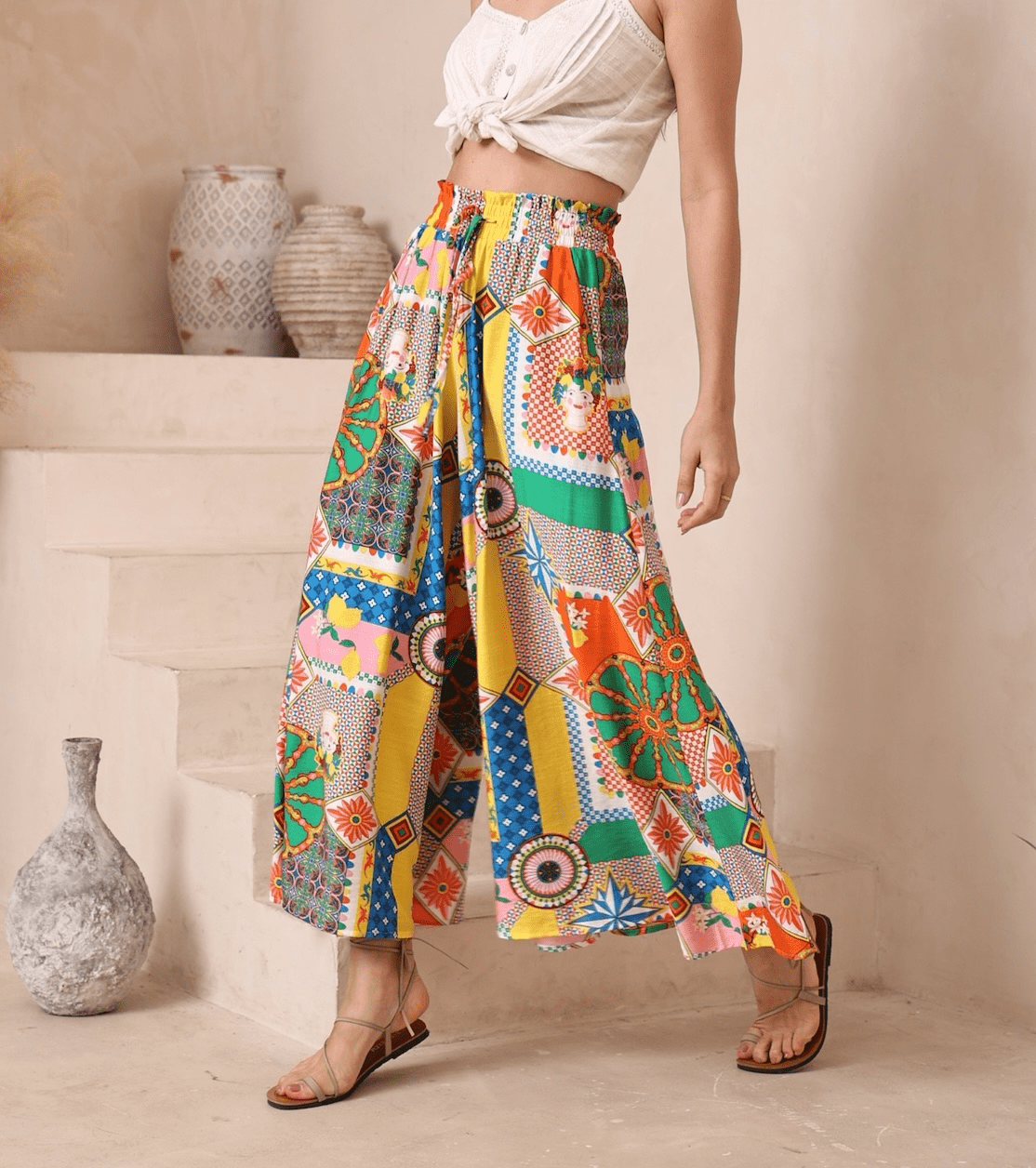 Venice Wide Leg Pants - Multi Print