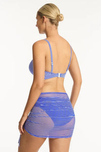 Varsity Drawstring Mini Mesh Skirt - Sea Level - Splash Swimwear  - Jan24, kaftans & cover ups, Sarongs, sea level, skirts, swim skirt, Swim Skirts & Pants, Womens, womens swim - Splash Swimwear 