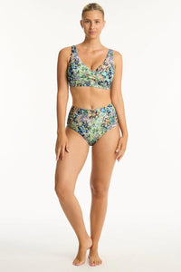 Wildflower High Waist Gathered Side Pant - Sea Level - Splash Swimwear  - bikini bottoms, Nov 23, sea level, Womens - Splash Swimwear 