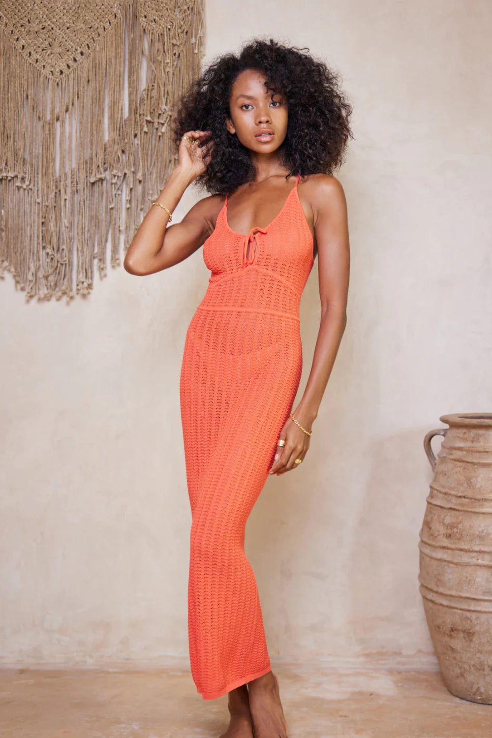 Leilani Demi Midi Dress - Hot Coral - Tigerlily - Splash Swimwear  - dresses, Sept23, Tigerlily, Womens - Splash Swimwear 