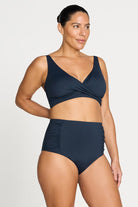 Artesands Artesands Hues Rouched Side High Waist Pant AT4705P Artesands Hues Rouched Side High Waist Pant | Australia Splash Swimwear Bikini Bottoms Navy / 10 1000031792