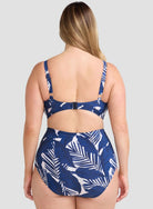 Artesands Artesands Lanthera Raphael High Waist Ruched Swim Pant - Navy Peony Artesands Lanthera Raphael High Waist Ruched Swim Pant - Navy Peony Splash Swimwear Bikini Bottoms