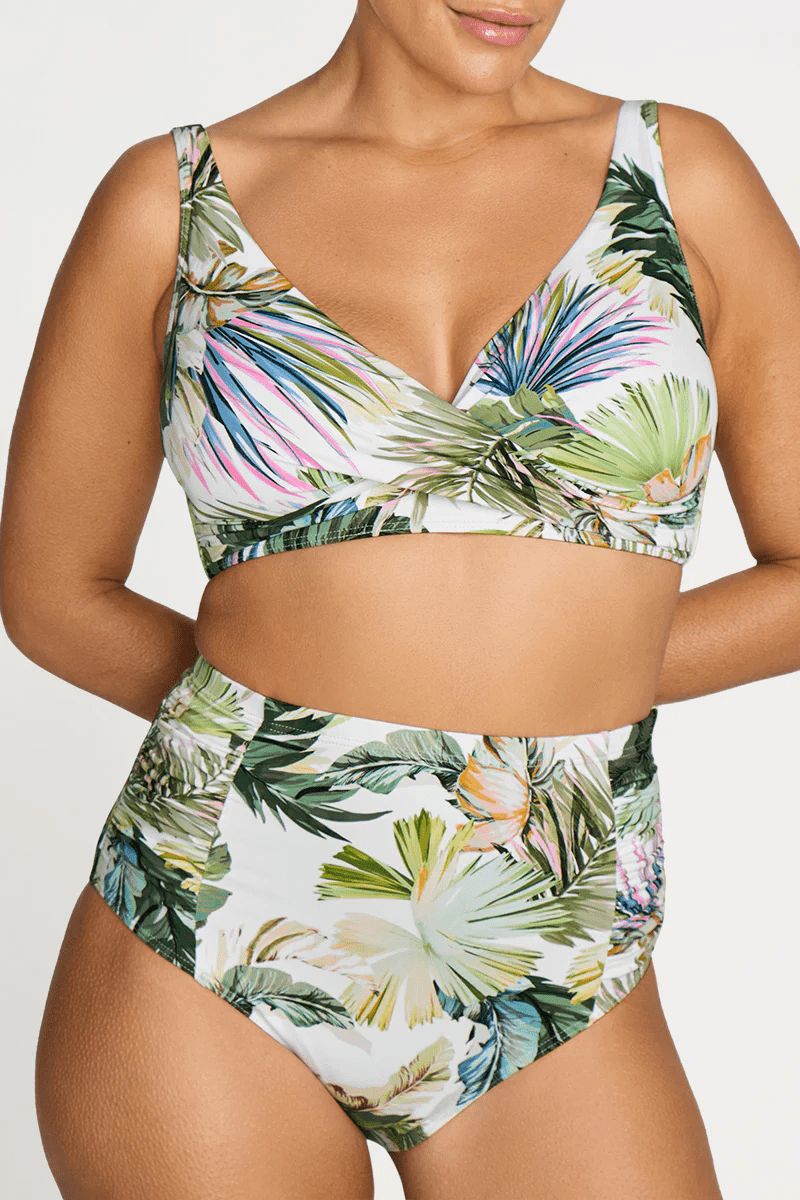 Artesands Artesands Lushara Cezanne D/DD Underwire Midriff Top & Botticelli High Waist Swim Pant Bikini Set - White AT3772LS+AT4705LS-14 Artesands Lushara Cezanne D/DD Underwire Midriff Top & Botticelli High Waist Swim Pant Bikini Set - White Splash Swimwear Bikini Set 14 35507691034905
