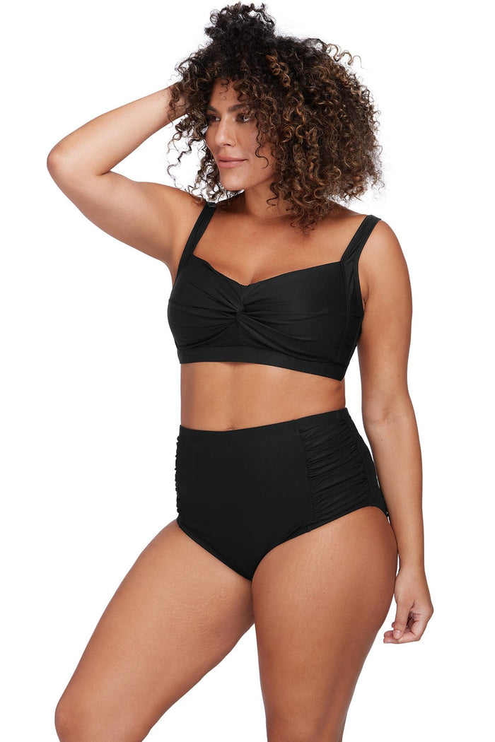 Recycled Hues Botticelli High Waist Swim Pant - Black - Artesands - Splash Swimwear  - artesands, bikini bottoms, Mar22, plus size, Womens, womens swim - Splash Swimwear 