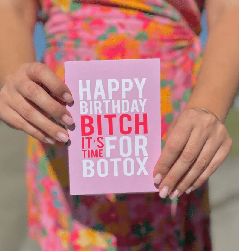 Bad on Paper Happy Birthday Bitch. It's Time For Botox Greeting Card BDGC008 Splash Swimwear Accessories BDGC008