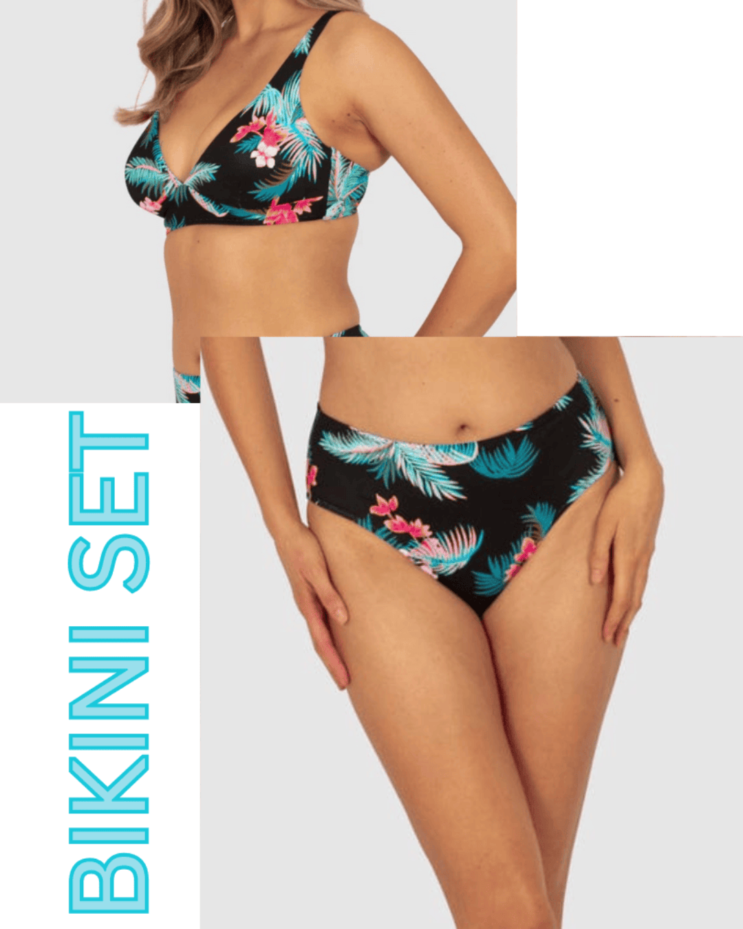 Baku Baku Amalfi Long Line Bra & Mid Pant Bikini Set - Black Baku Amalfi Long Line Bra & Mid Pant Bikini Set - Black Splash Swimwear Bikini Set