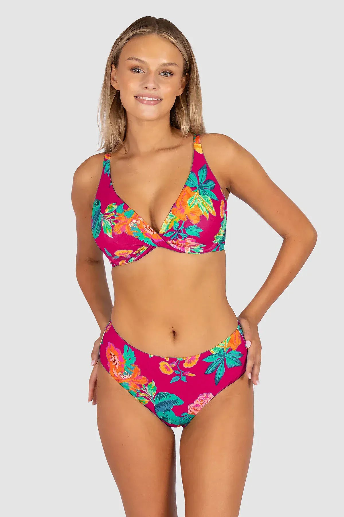 Baku Baku Cala Luna F Cup Wrap Bikini Bra Top - Raspberry Cala Luna F Cup Tri | Baku Splash Swimwear Bikini Tops