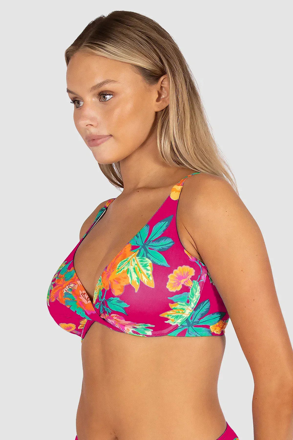 Baku Baku Cala Luna F Cup Wrap Bikini Bra Top - Raspberry Cala Luna F Cup Tri | Baku Splash Swimwear Bikini Tops