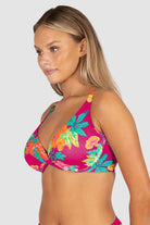 Baku Baku Cala Luna F Cup Wrap Bikini Bra Top - Raspberry Cala Luna F Cup Tri | Baku Splash Swimwear Bikini Tops