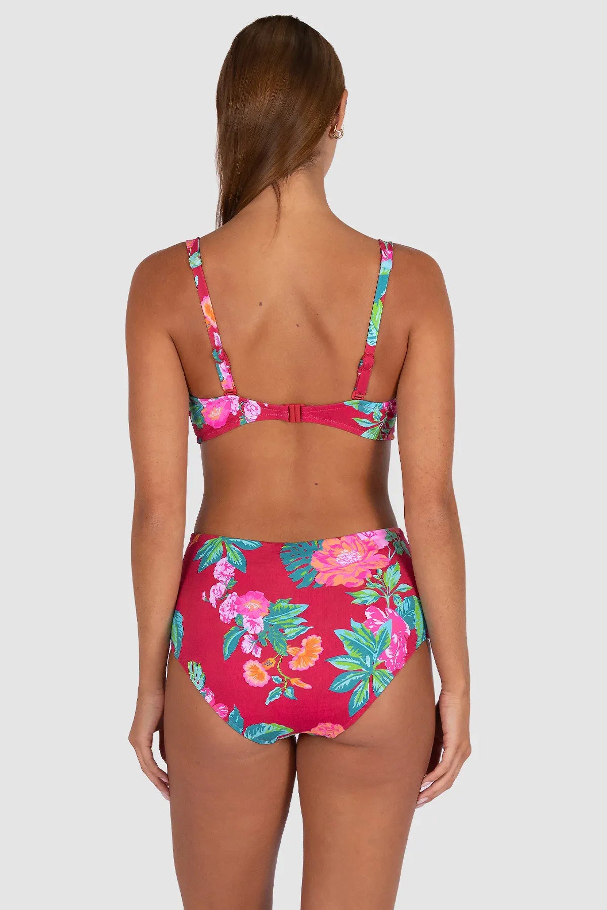 Baku Baku Cala Luna High Waist Bikini Bottom - Raspberry Cala Luna High Waist | Baku Splash Swimwear Bikini Bottoms