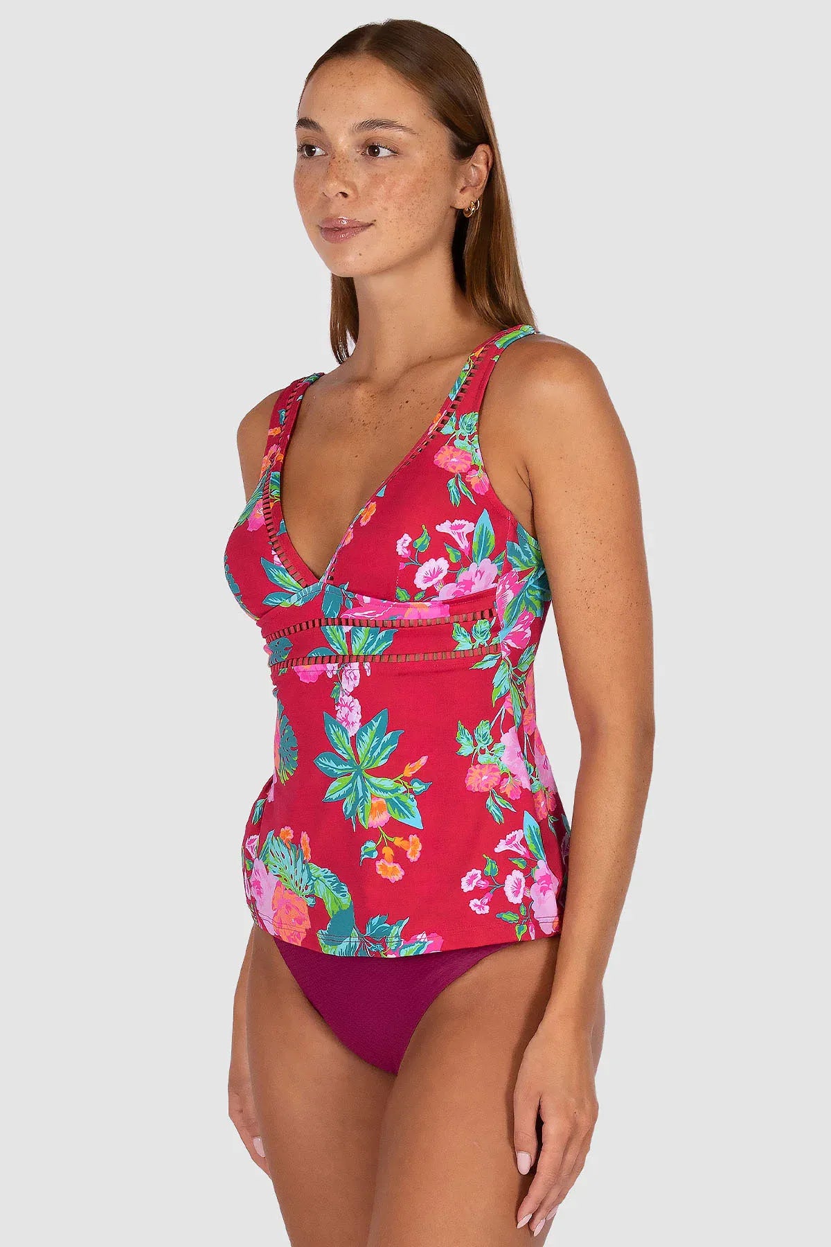 Baku Baku Cala Luna Longline Singlet - Raspberry Cala Luna Lline Singlet | Baku Splash Swimwear Tankini Tops
