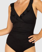 Baku Baku Chloro E.F Cup Frill One Piece Swimsuit - Black Baku Chloro E.F Cup Frill One Piece Swimsuit - Black Splash Swimwear One Pieces