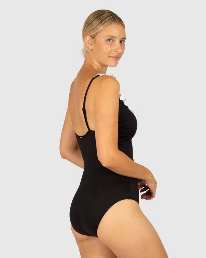 Baku Baku Chloro E.F Cup Frill One Piece Swimsuit - Black /White Baku Chloro E.F Cup Frill One Piece Swimsuit - Black /White Splash Swimwear One Pieces