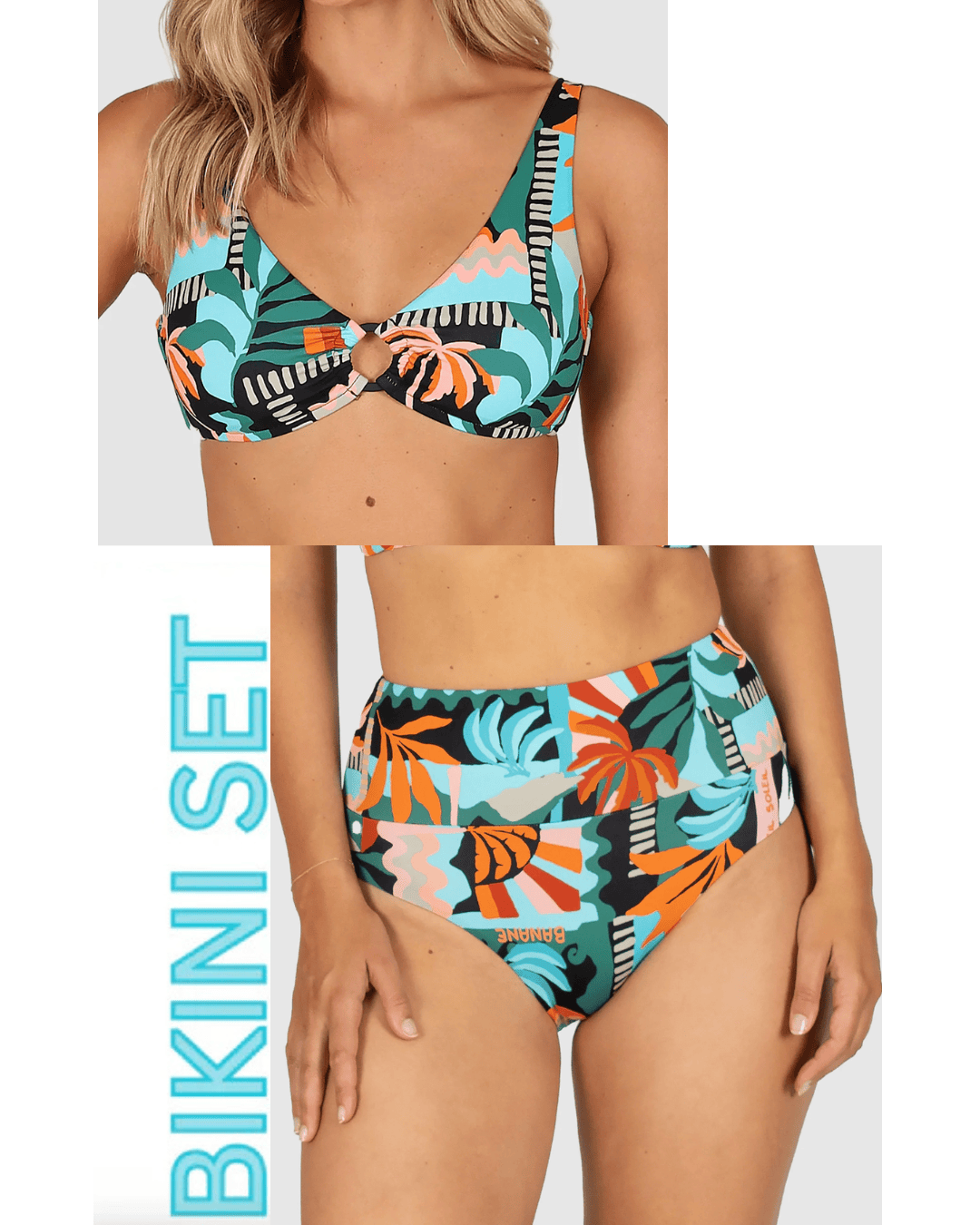 Baku Baku Grenada C-D Ring Front Bikini Bra Top & Firm Bikini Bottom Baku Grenada C-D Ring Front Bikini Bra Top & Firm Bikini Bottom Splash Swimwear Bikini Set 14 / Black 1000032039
