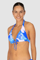 Baku Baku Kokomo Longline Halter Bikini Bra Top - White Baku Kokomo Lline Halter | Baku Splash Swimwear Bikini Tops