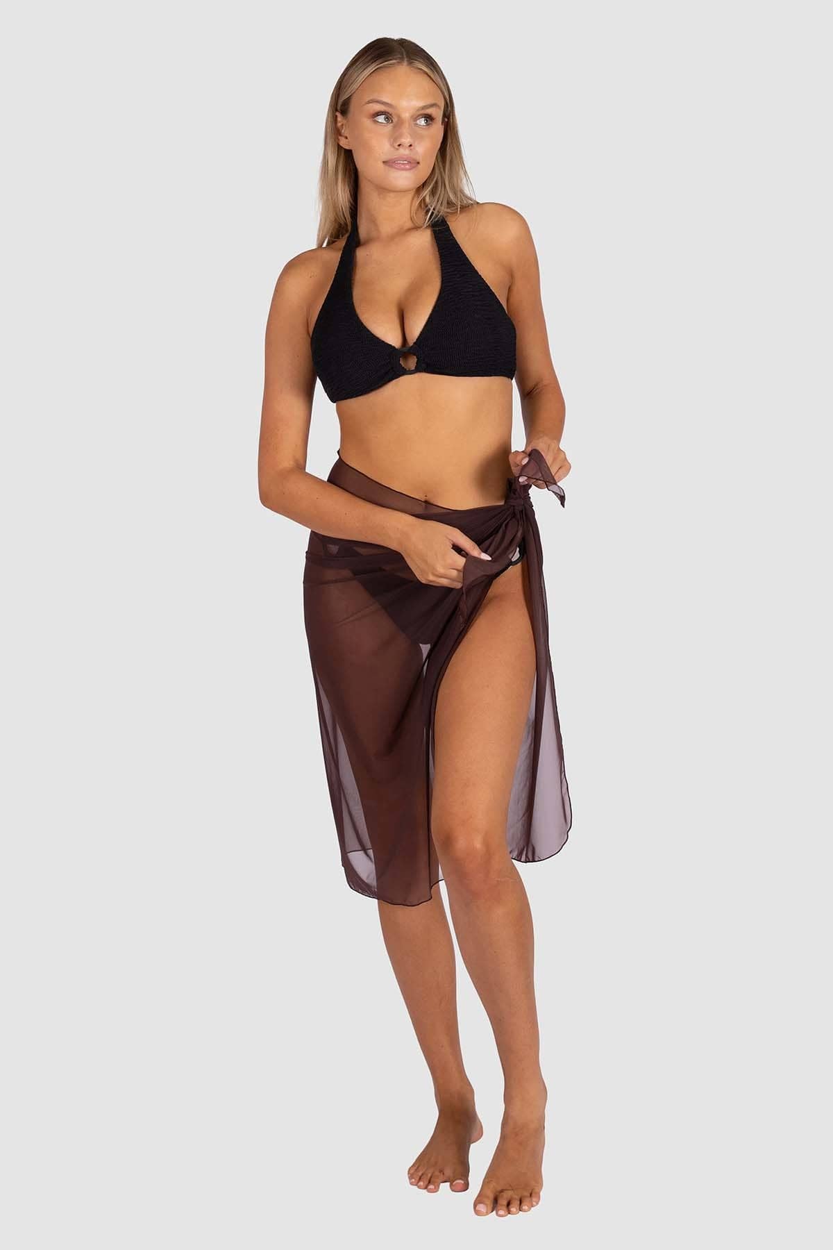 Baku Baku Long Mesh Pareo - Chocolate C50PRR Baku Long Mesh Pareo - Chocolate Splash Swimwear Sarongs S/M 9361355162500