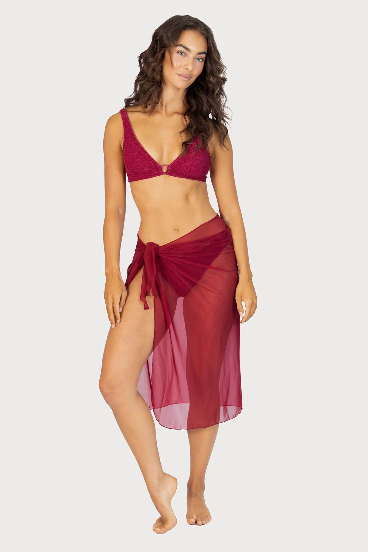 Baku Baku Long Mesh Pareo - Scarlet C50PRR Baku Long Mesh Pareo - Scarlet Splash Swimwear Sarongs S/M 9361355162586