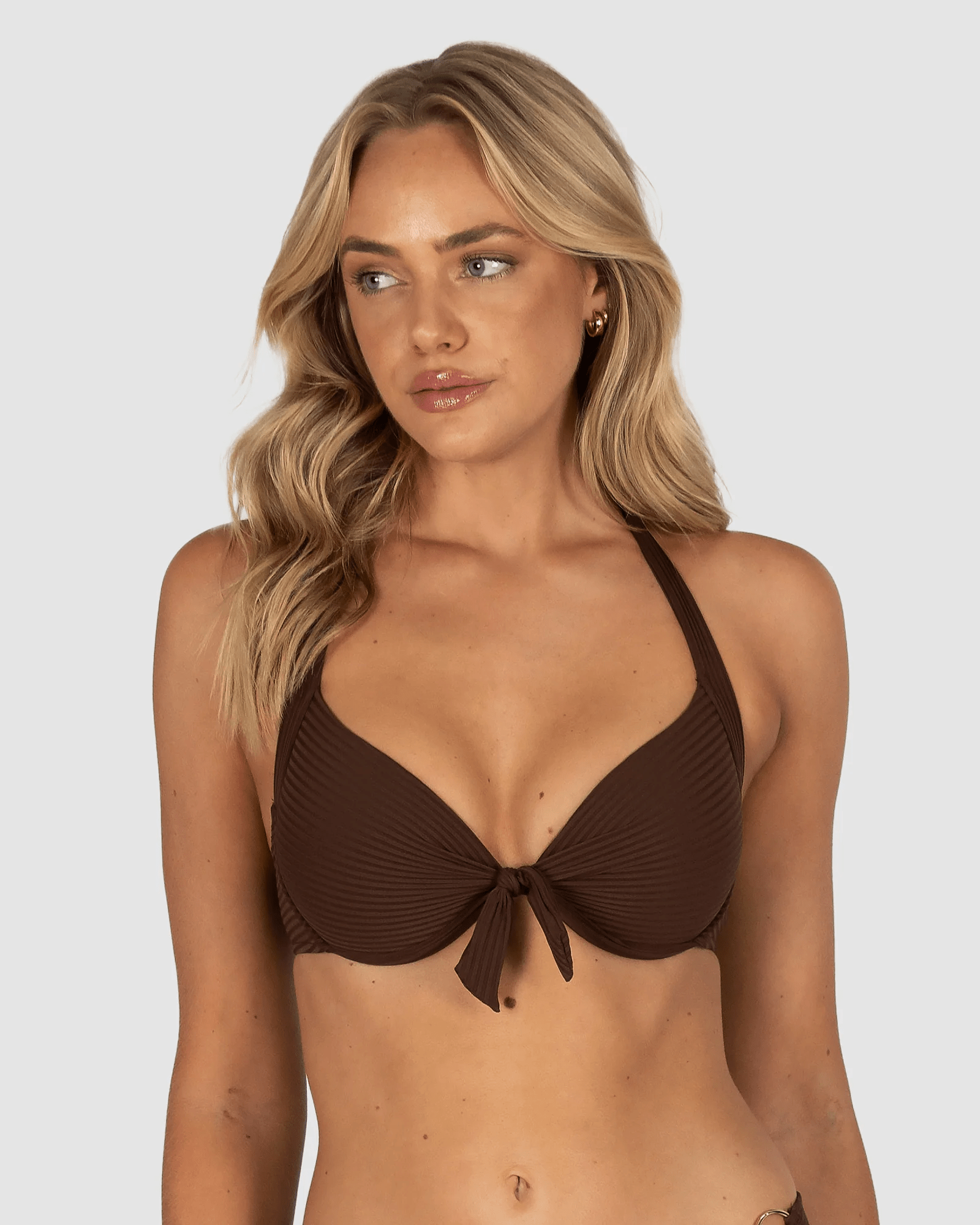 Baku Baku Positano Booster Halter Bikini Bra Top - Mocha Baku Positano Booster Halter Bikini Bra Top - Mocha Splash Swimwear