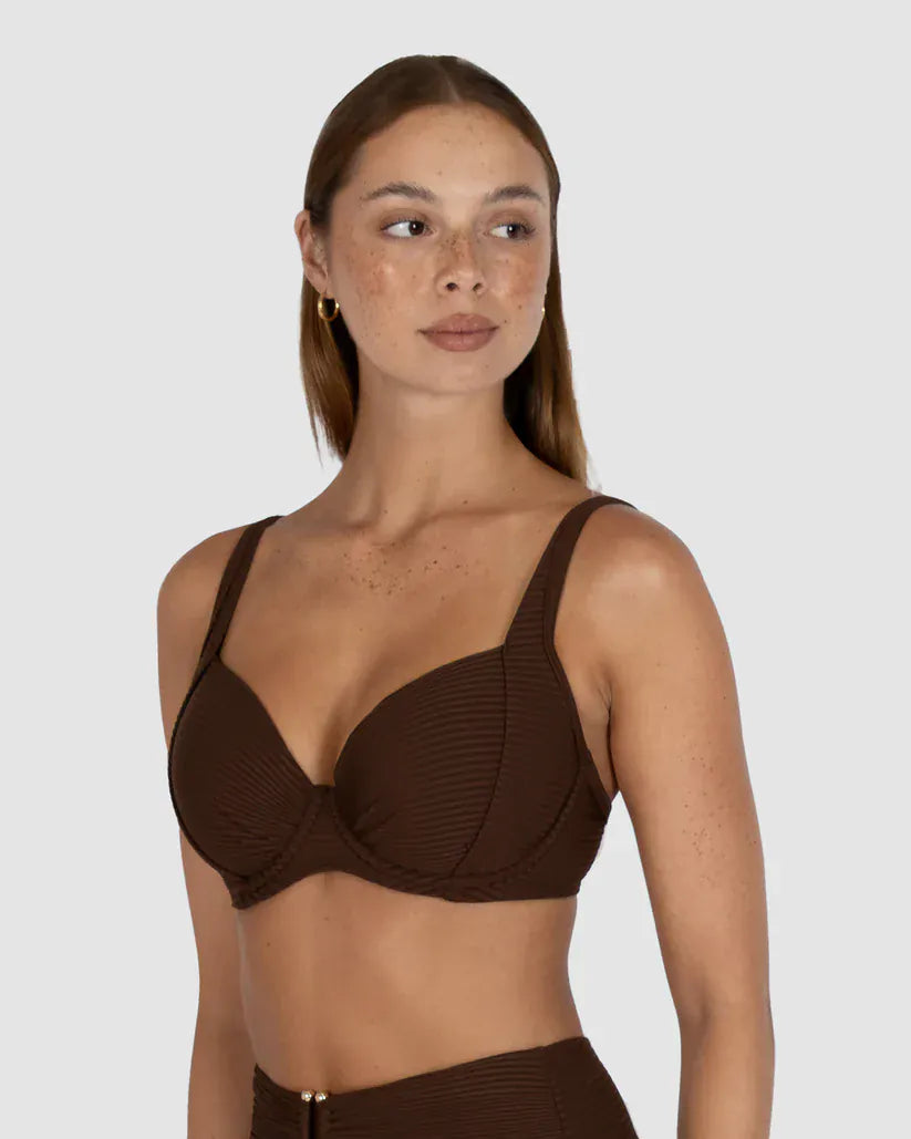 Baku Baku Positano D/DD Balconette Bikini Bra Top - Mocha Baku Positano Booster Halter Bikini Bra Top - Mocha Splash Swimwear Bikini Tops