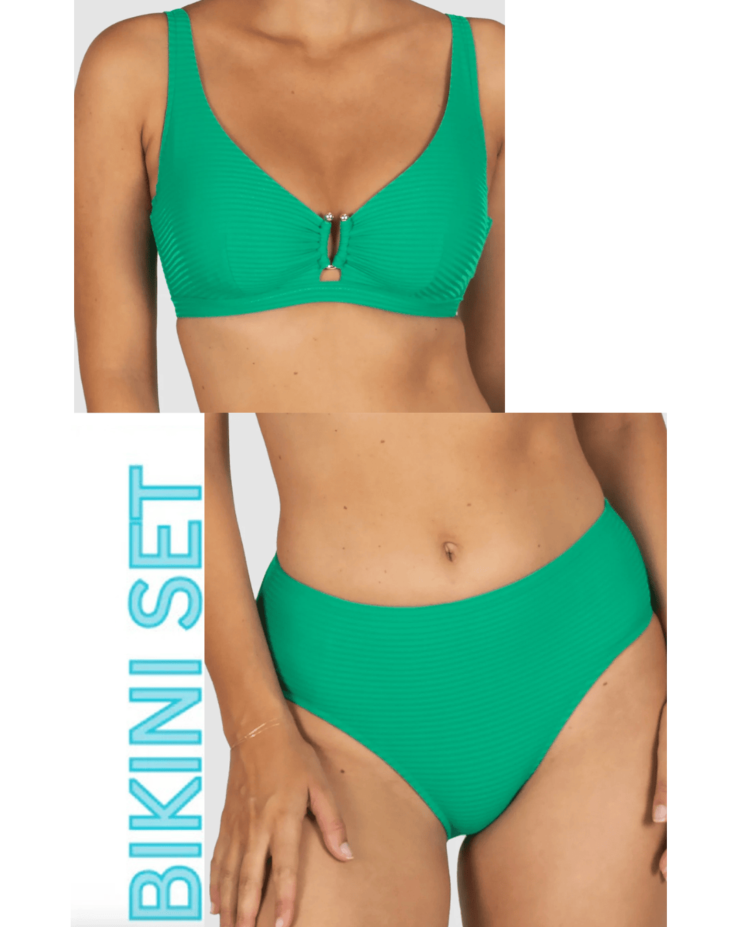 Baku Baku Positano D-E Underwire Bra & Mid Bikini Bottom Baku Positano D-E Underwire Bra & Mid Bikini Bottom Splash Swimwear Bikini Set 16 / Emerald