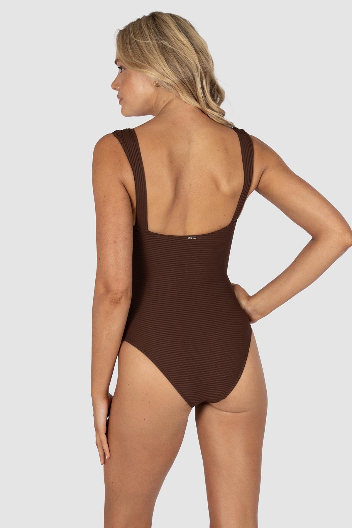Baku Baku Positano Retro One Piece Swimsuit - Mocha Baku Positano Retro One Piece Swimsuit - Mocha Splash Swimwear One Piece