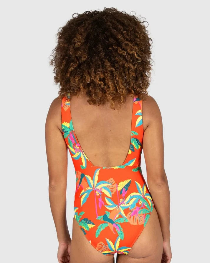 Baku Baku Rio Grande Longline One Piece Swimsuit - Flame Baku Rio Grande Longline One Piece Swimsuit - Flame Splash Swimwear
