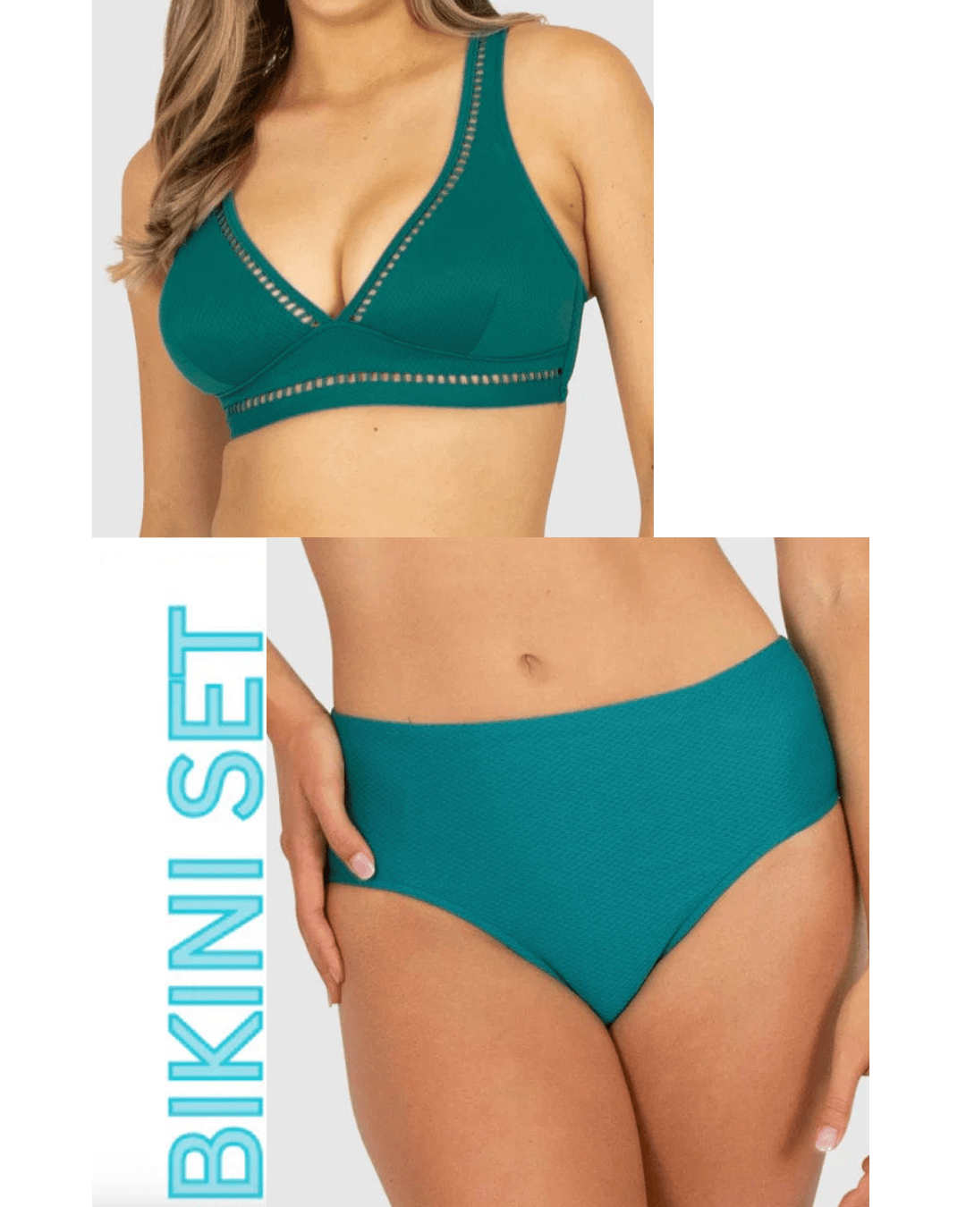 Baku Baku Rococco D/DD Longline Bra & Mid Bikini Pant - Jungle Baku Rococco D/DD Longline Bra & Mid Bikini Pant - Jungle Splash Swimwear Bikini Set
