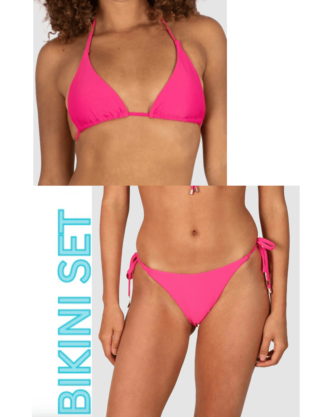 Baku Baku Rococco Slide Triangle Bikini Top & Rio Tieside - Dragonfruit Baku Rococco Slide Triangle Bikini Top & Rio Tieside - Dragonfruit Splash Swimwear Bikini Set 12