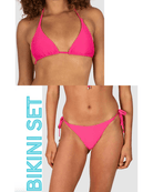 Baku Baku Rococco Slide Triangle Bikini Top & Rio Tieside - Dragonfruit Baku Rococco Slide Triangle Bikini Top & Rio Tieside - Dragonfruit Splash Swimwear Bikini Set 12