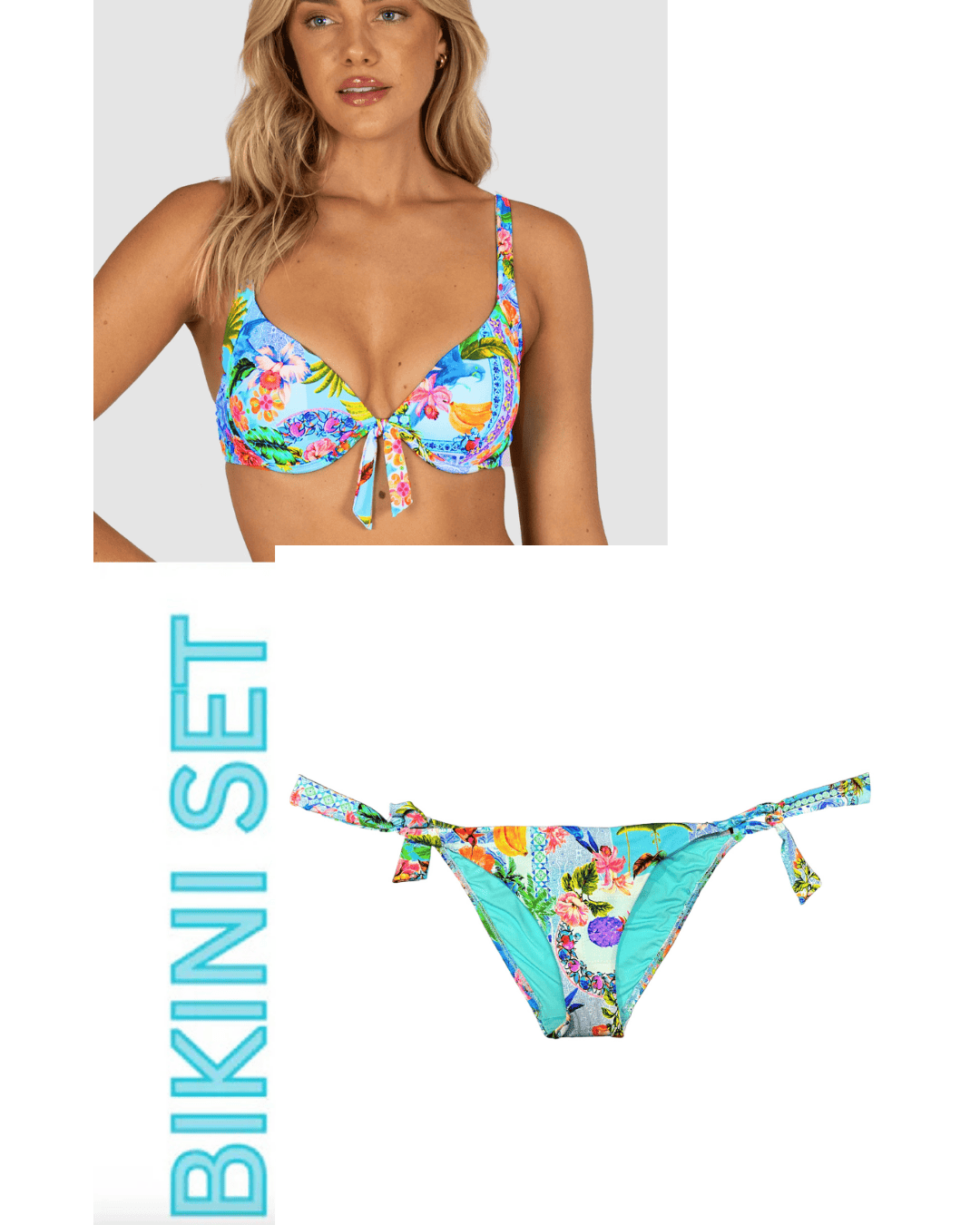 Baku Baku Sardinia Booster &  70's Tie Side - Ocean Baku Sardinia Booster &  70's Tie Side - Ocean Splash Swimwear Bikini Set 10