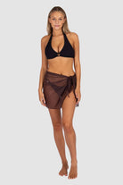 Baku Baku Short Mesh Pareo C636PRP Baku Short Mesh Pareo Splash Swimwear Sarongs Chocolate / S/M 9361355162388