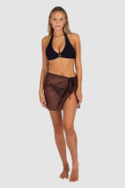 Baku Baku Short Mesh Pareo C636PRP Baku Short Mesh Pareo Splash Swimwear Sarongs Chocolate / S/M 9361355162388