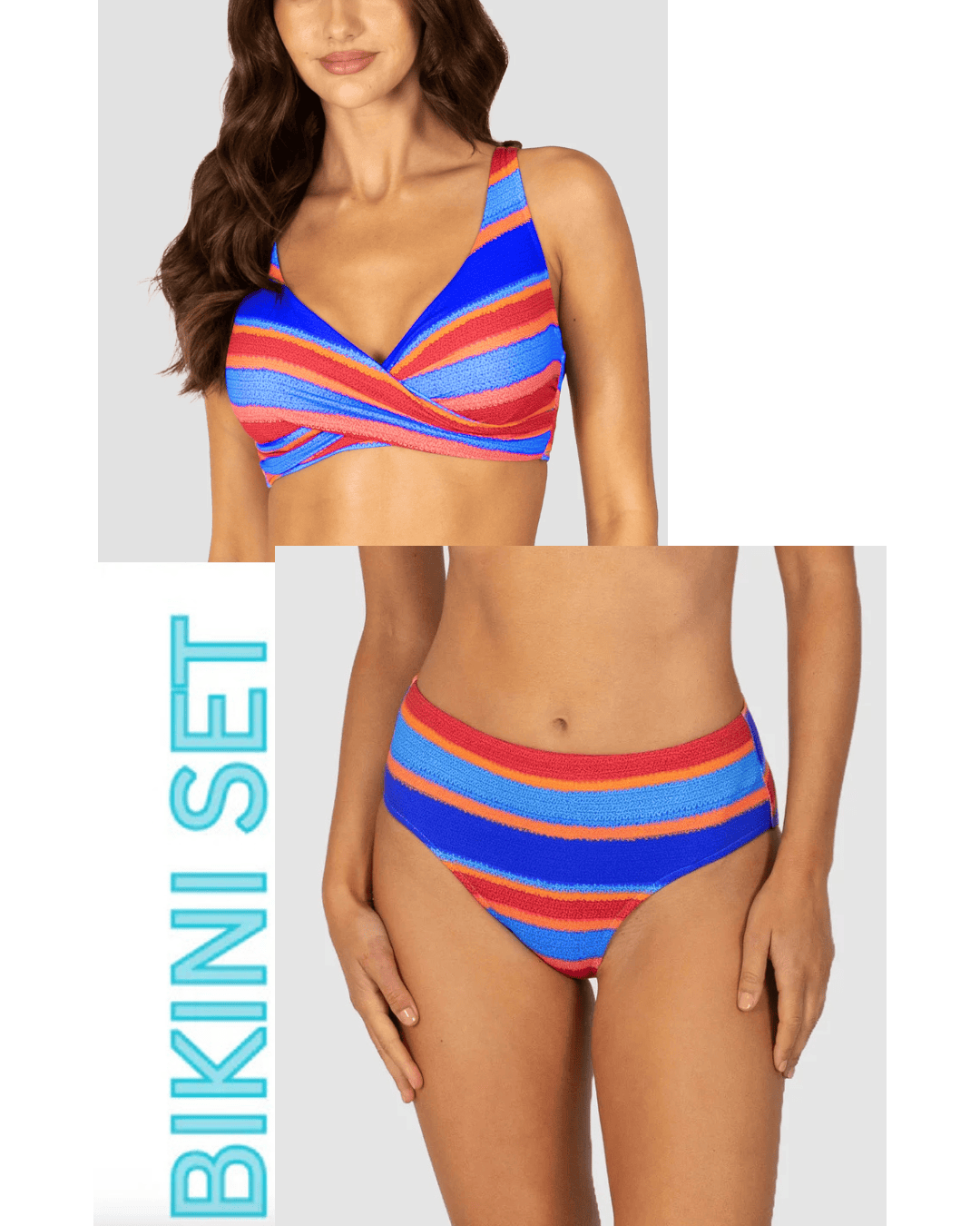 Baku Baku Trinidad D-E Wrap Bikini Bra Top & Mid Bikini Bottom - Azure Baku Trinidad D-E Wrap Bikini Bra Top & Mid Bikini Bottom - Azure Splash Swimwear Bikini Set 16