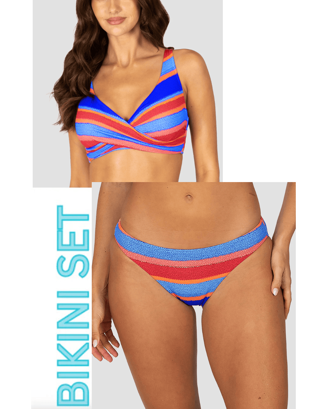 Baku Baku Trinidad D-E Wrap Bikini Bra Top & Regular Bikini Bottom - Azure Baku Trinidad D-E Wrap Bikini Bra Top & Regular Bikini Bottom - Azure Splash Swimwear Bikini Set 8
