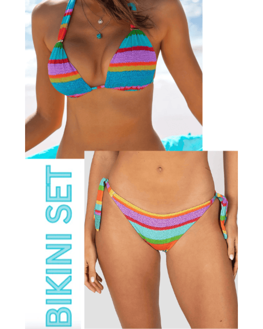Baku Baku Trinidad Tri Bikini Top & Hipster Tie Side Bikini Set - Multi Baku Trinidad Tri Bikini Top & Hipster Tie Side Bikini Set Splash Swimwear Bikini Set