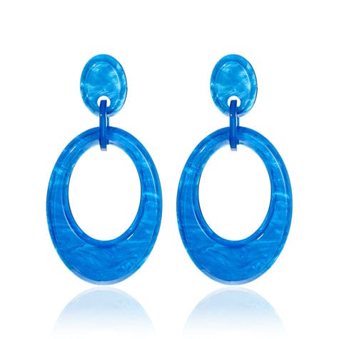 Blue Scarab Sia Oval Resin Earrings E440330 Blue Scarab Sia Chain Necklace - Blue/Green Splash Swimwear Accessories Blue 1000020464