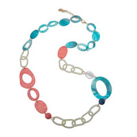 Blue Scarab Accessories N442374 Blue/Pink Sia Resin Necklace Blue Scarab Sia Chain Necklace - Blue/Green