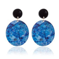 Blue Scarab Sia Round Marbled Resin Earrings E440395 Splash Swimwear Accessories Blue 1000020532