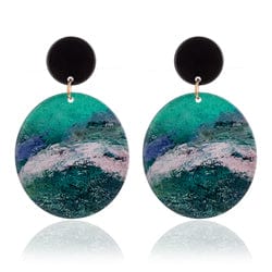 Blue Scarab Accessories E440394 Green Sia Round Marbled Resin Earrings