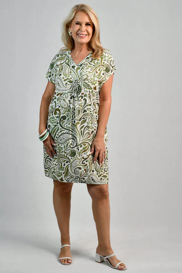 Bodacious Bodacious Lovina Dress - Paisley Green Bodacious Lovina Dress - Paisley Green Splash Swimwear Dresses