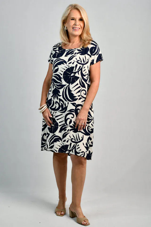 Bodacious Bodacious Sussan Shift Dress - Nautilus Navy Bodacious Sussan Shift Dress - Nautilus Navy Splash Swimwear Dresses