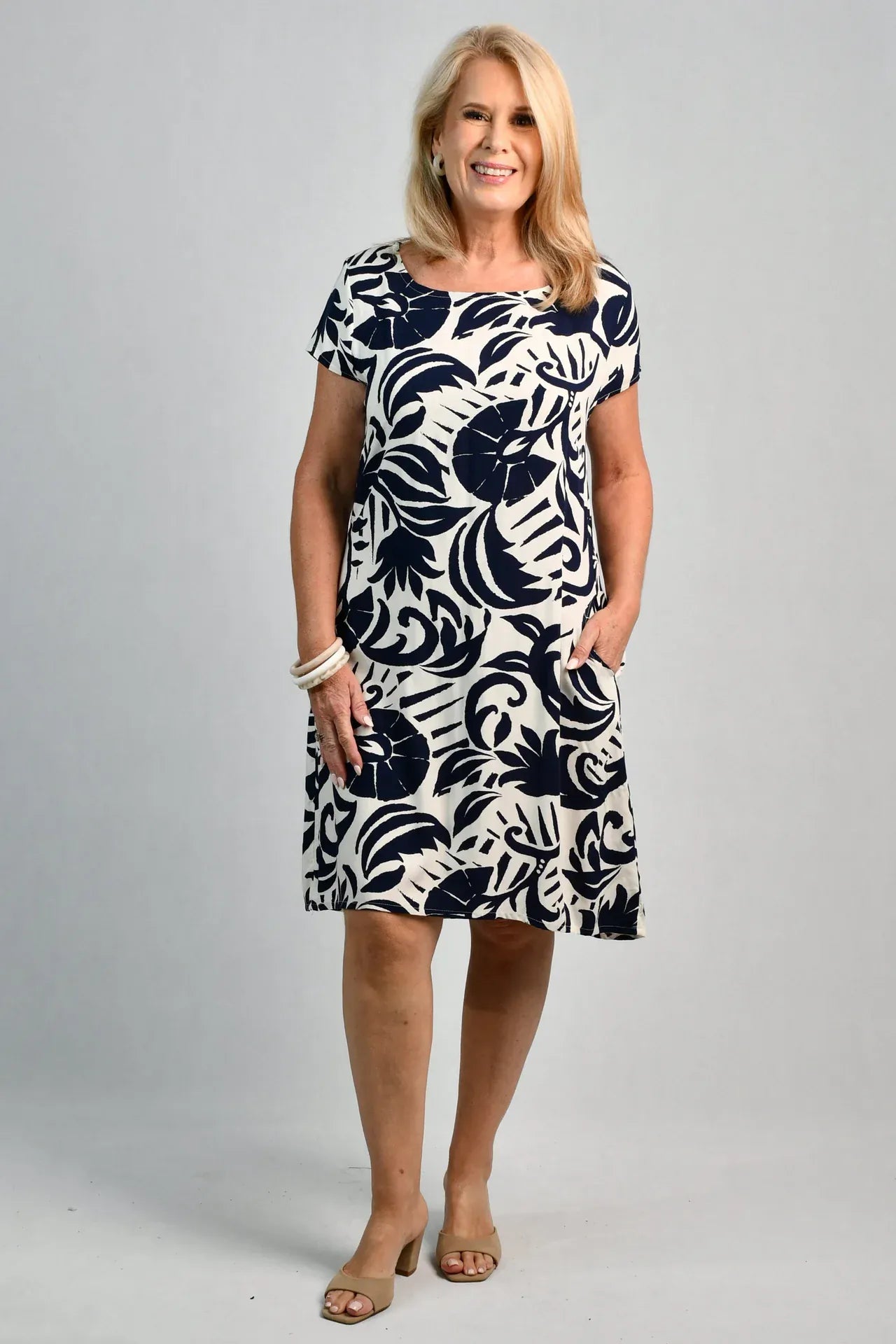 Bodacious Bodacious Sussan Shift Dress - Nautilus Navy Bodacious Sussan Shift Dress - Nautilus Navy Splash Swimwear Dresses