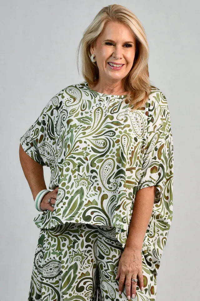 Bodacious Bodacious Sydney Top - Paisley Green VBLT011 Bodacious Sydney Top - Paisley Green Splash Swimwear Clothing Top One size