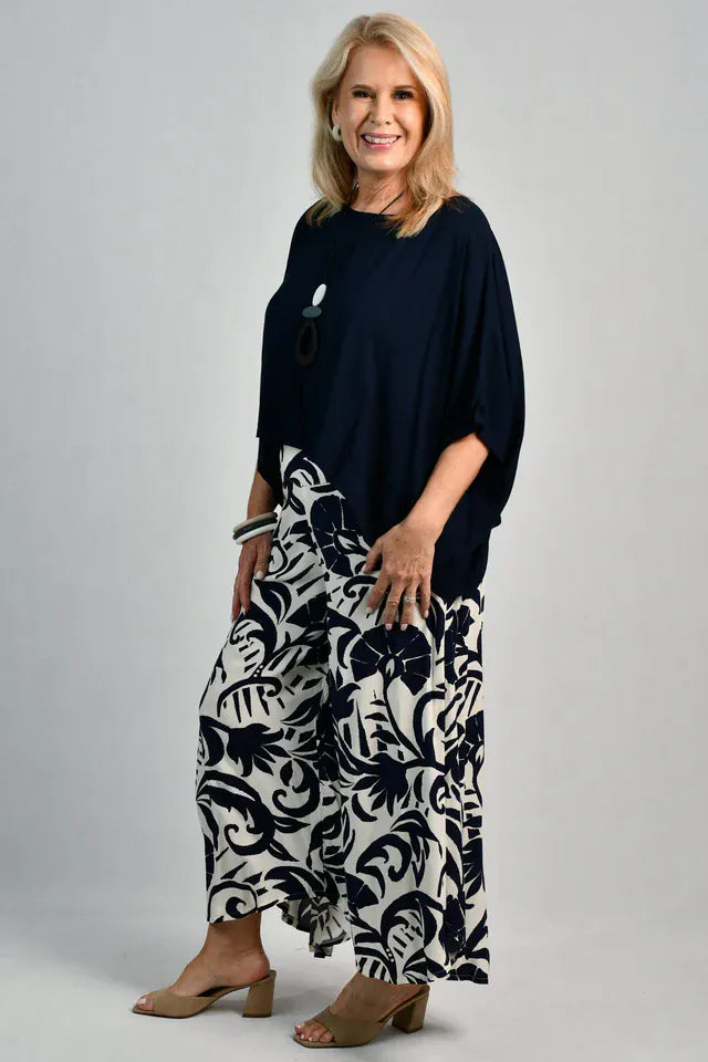 Bodacious Bodacious Sydney Wide Leg Pant - Nautilus Navy Bodacious Sydney Wide Leg Pant - Nautilus Navy Splash Swimwear Pants