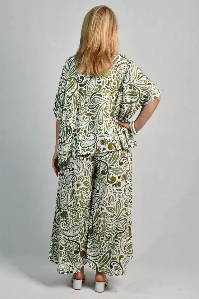 Bodacious Bodacious Sydney Wide Leg Pant - Paisley Green Bodacious Sydney Wide Leg Pant - Paisley Green Splash Swimwear Pants